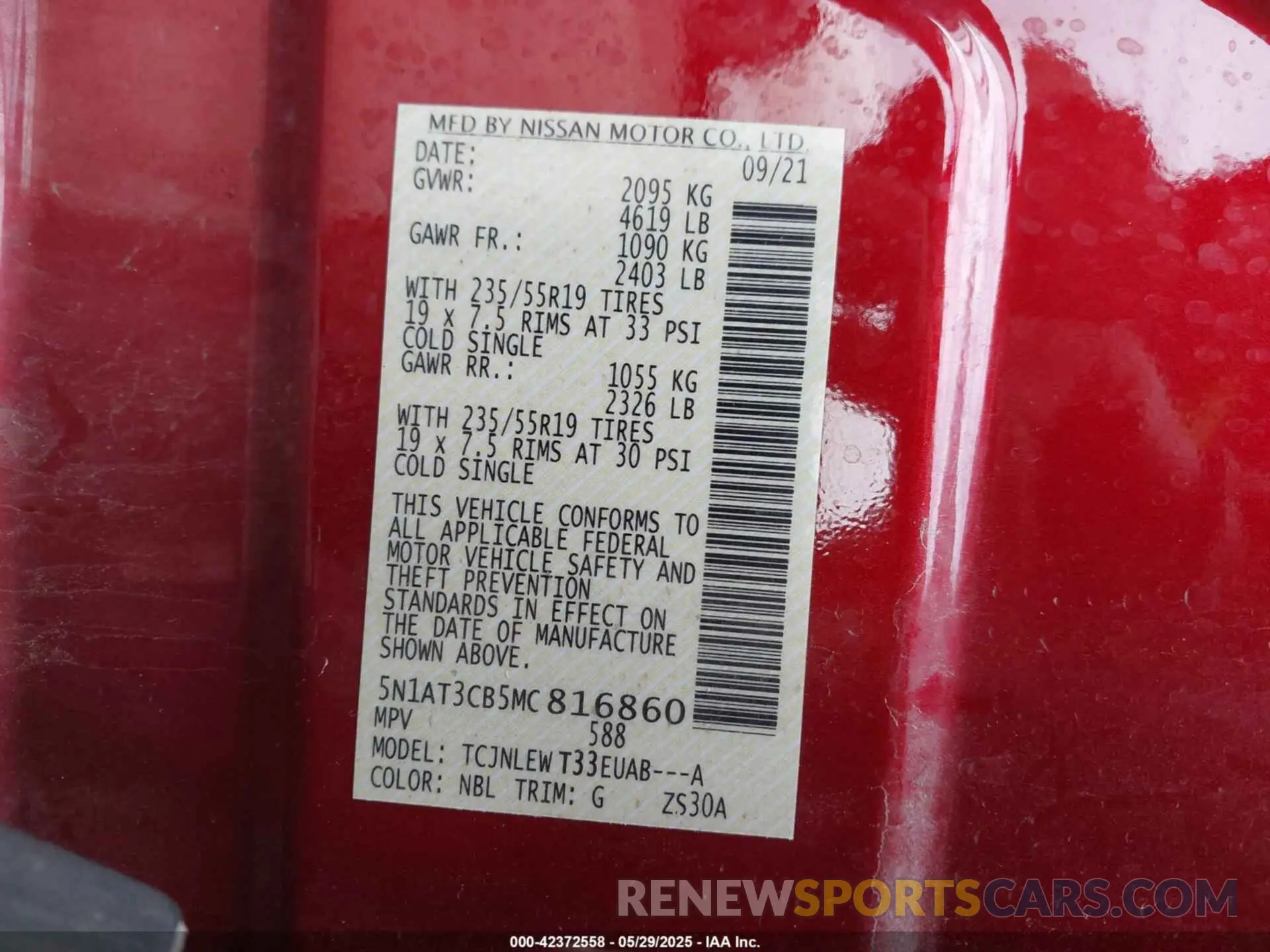 9 Photograph of a damaged car 5N1AT3CB5MC816860 NISSAN ROGUE 2021