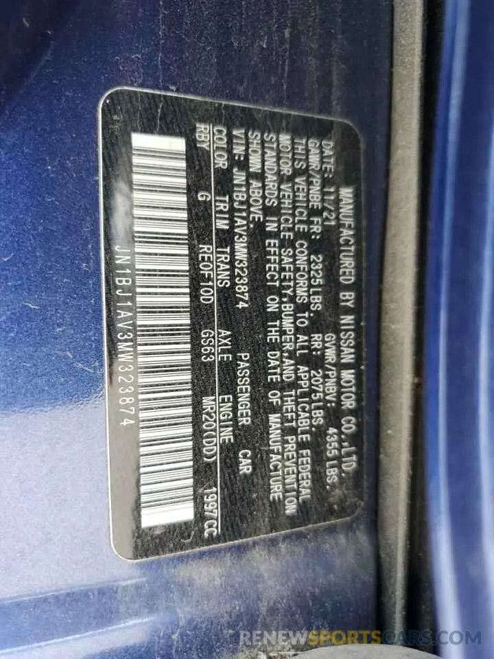 13 Photograph of a damaged car JN1BJ1AV3MW323874 NISSAN ROGUE 2021
