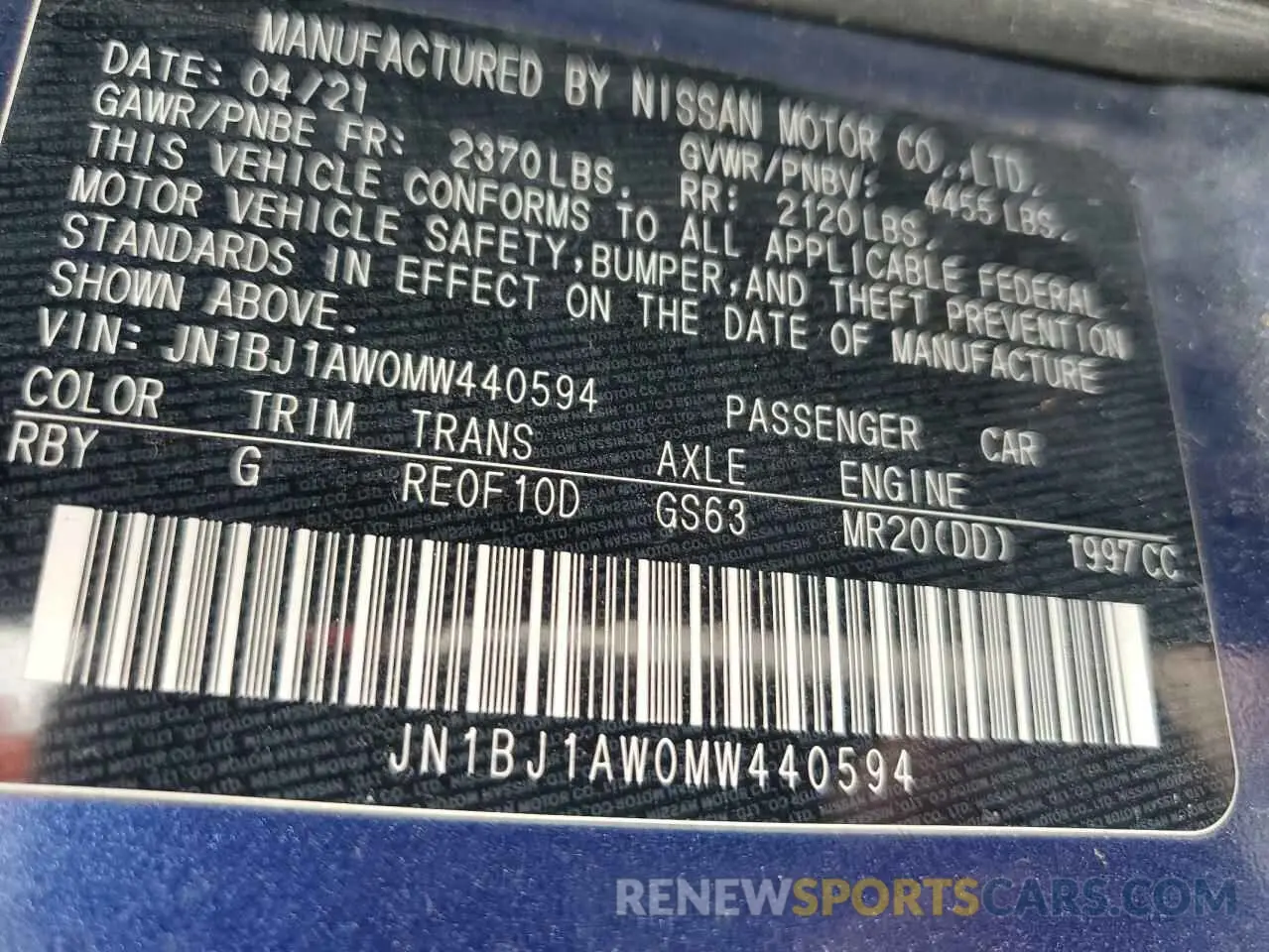 15 Photograph of a damaged car JN1BJ1AW0MW440594 NISSAN ROGUE 2021