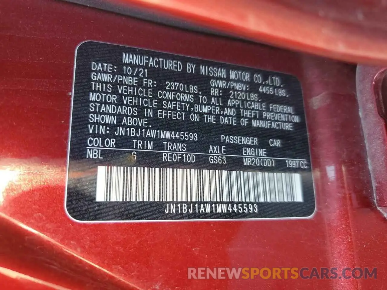 14 Photograph of a damaged car JN1BJ1AW1MW445593 NISSAN ROGUE 2021
