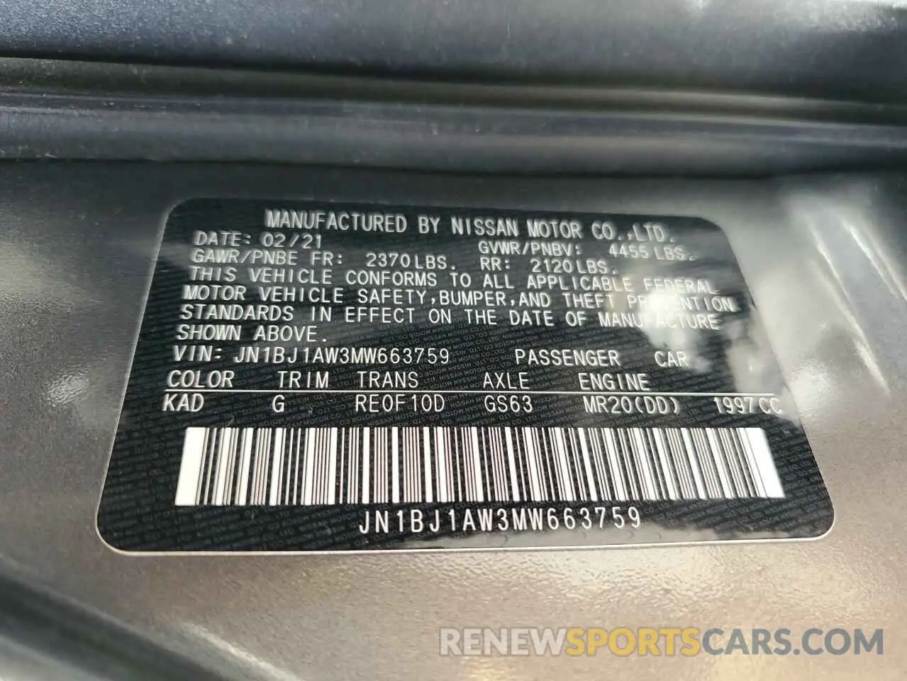 13 Photograph of a damaged car JN1BJ1AW3MW663759 NISSAN ROGUE 2021
