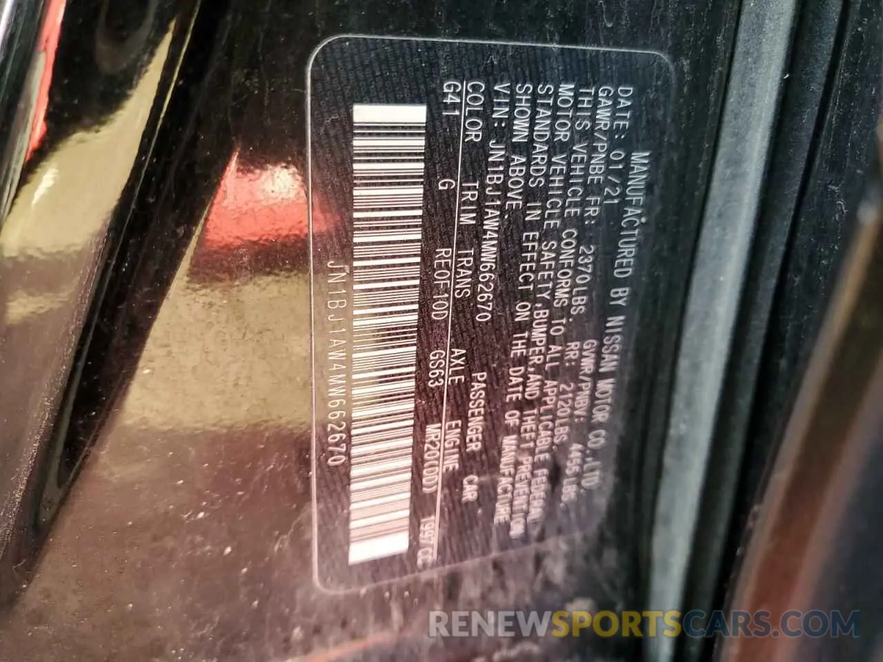 13 Photograph of a damaged car JN1BJ1AW4MW662670 NISSAN ROGUE 2021