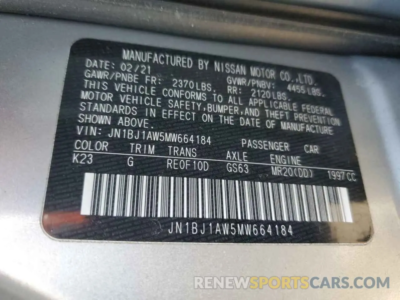 13 Photograph of a damaged car JN1BJ1AW5MW664184 NISSAN ROGUE 2021
