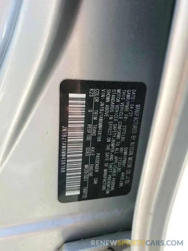 13 Photograph of a damaged car JN1BJ1AW6MW438168 NISSAN ROGUE 2021