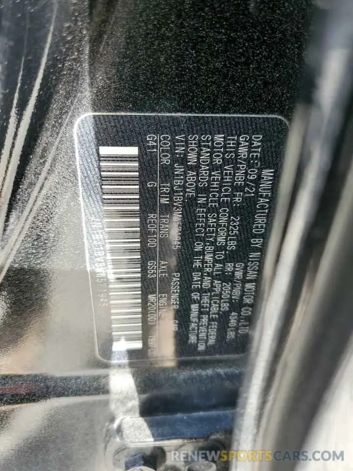 13 Photograph of a damaged car JN1BJ1BV3MW571945 NISSAN ROGUE 2021