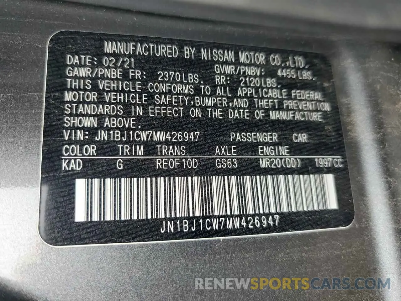 13 Photograph of a damaged car JN1BJ1CW7MW426947 NISSAN ROGUE 2021