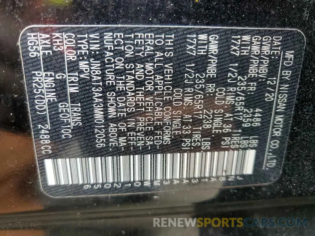 13 Photograph of a damaged car JN8AT3AA3MW012056 NISSAN ROGUE 2021