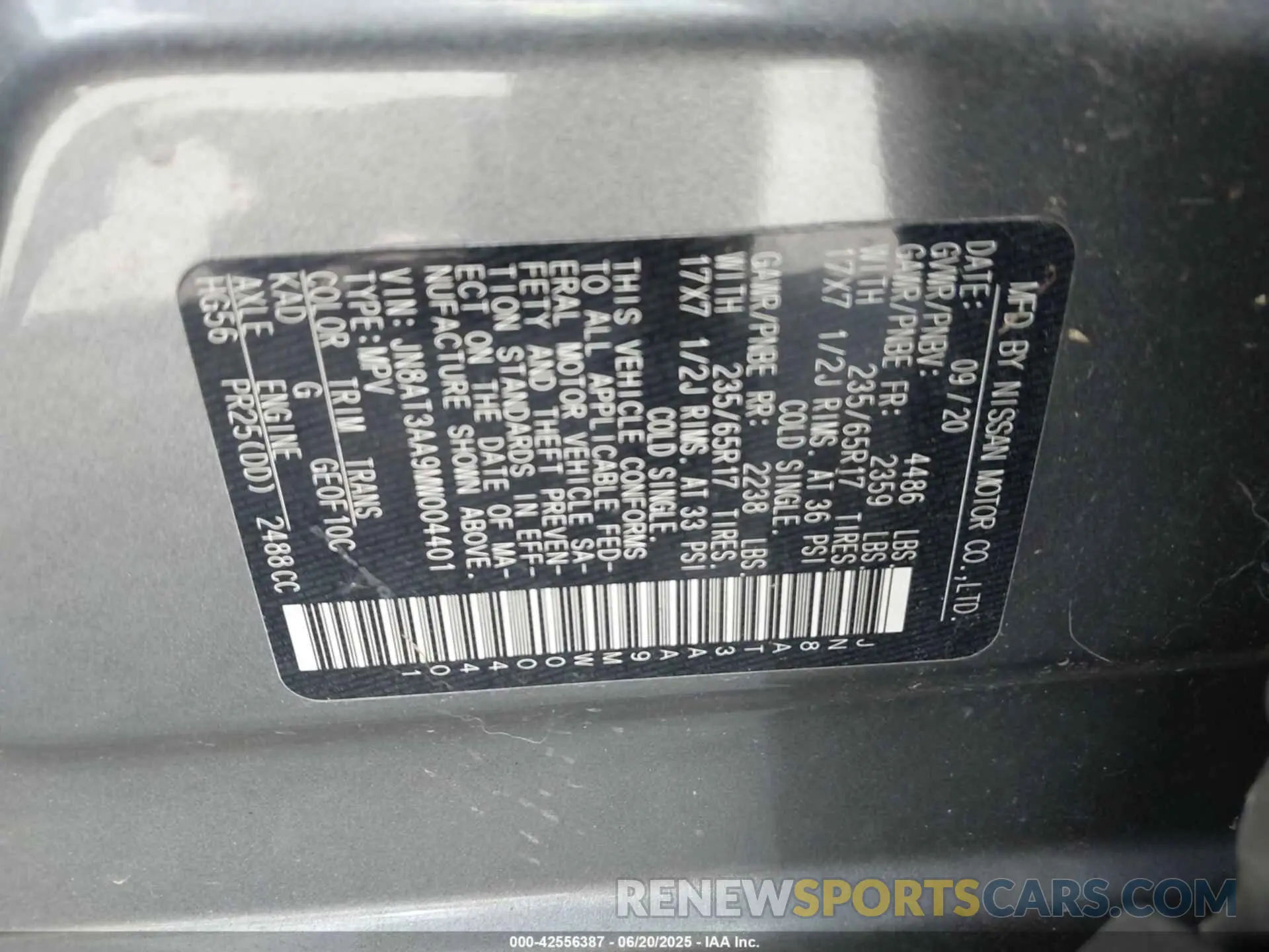 9 Photograph of a damaged car JN8AT3AA9MW004401 NISSAN ROGUE 2021