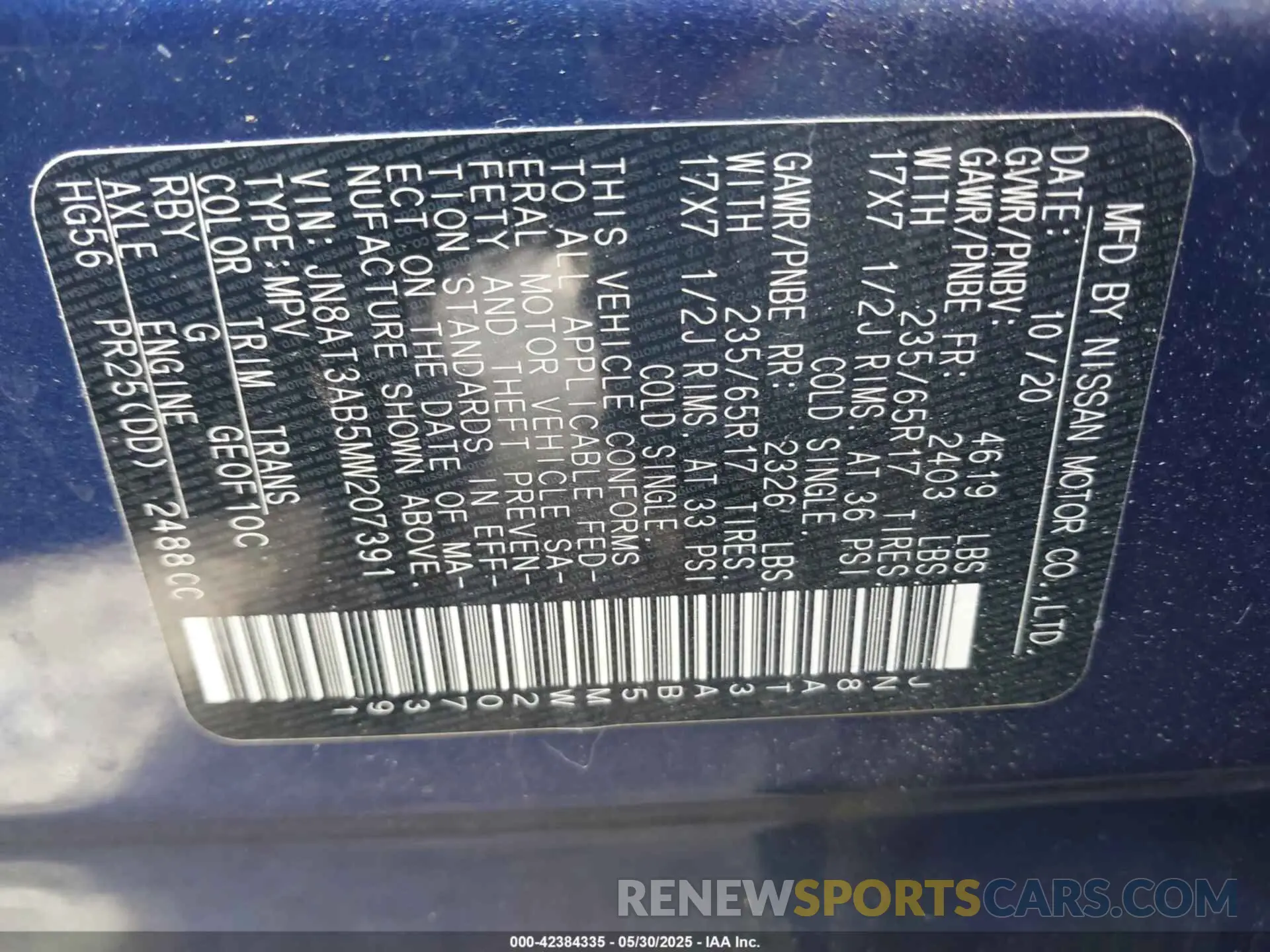 9 Photograph of a damaged car JN8AT3AB5MW207391 NISSAN ROGUE 2021