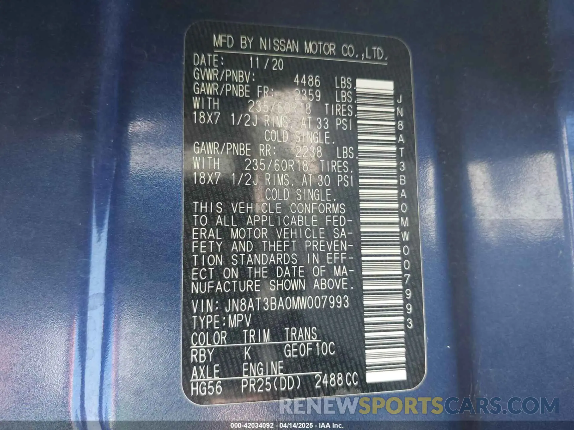 9 Photograph of a damaged car JN8AT3BA0MW007993 NISSAN ROGUE 2021