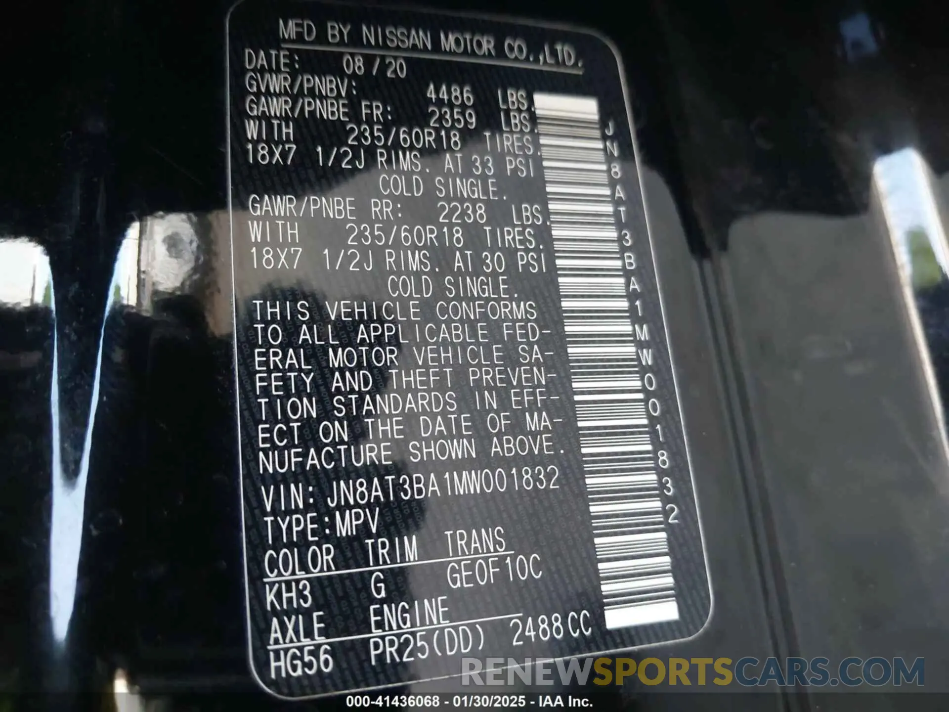 9 Photograph of a damaged car JN8AT3BA1MW001832 NISSAN ROGUE 2021