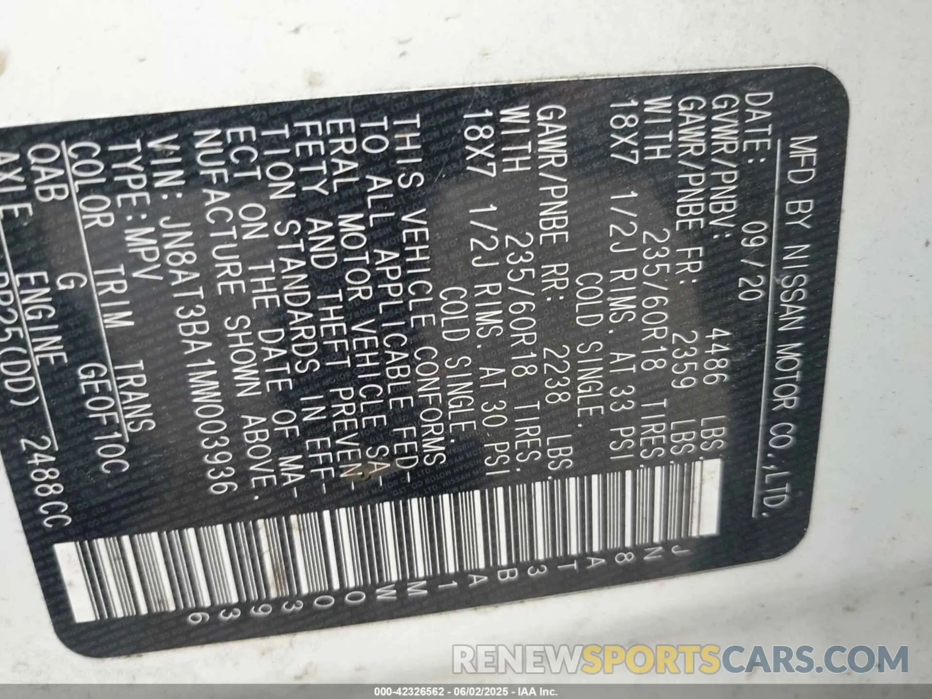 9 Photograph of a damaged car JN8AT3BA1MW003936 NISSAN ROGUE 2021