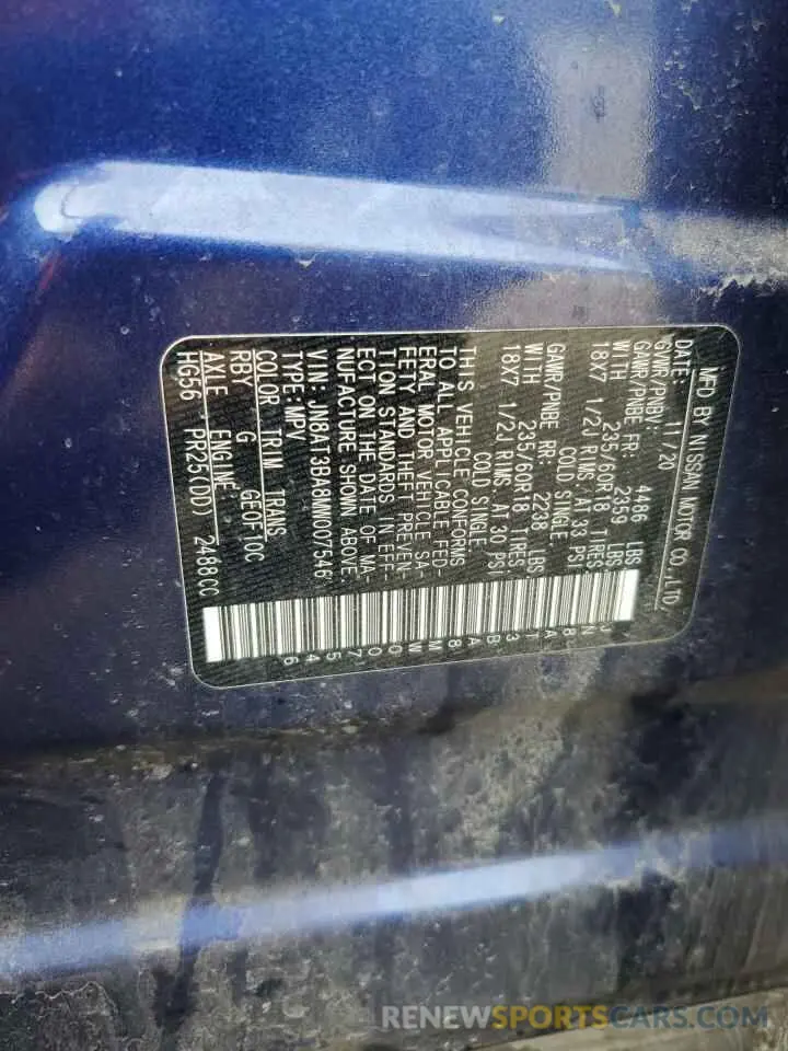 14 Photograph of a damaged car JN8AT3BA8MW007546 NISSAN ROGUE 2021