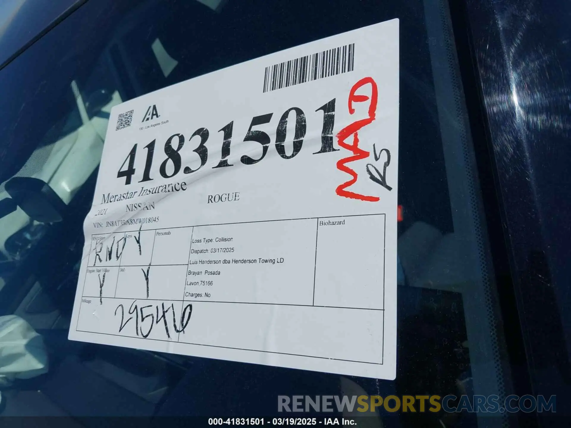 17 Photograph of a damaged car JN8AT3BA8MW018045 NISSAN ROGUE 2021