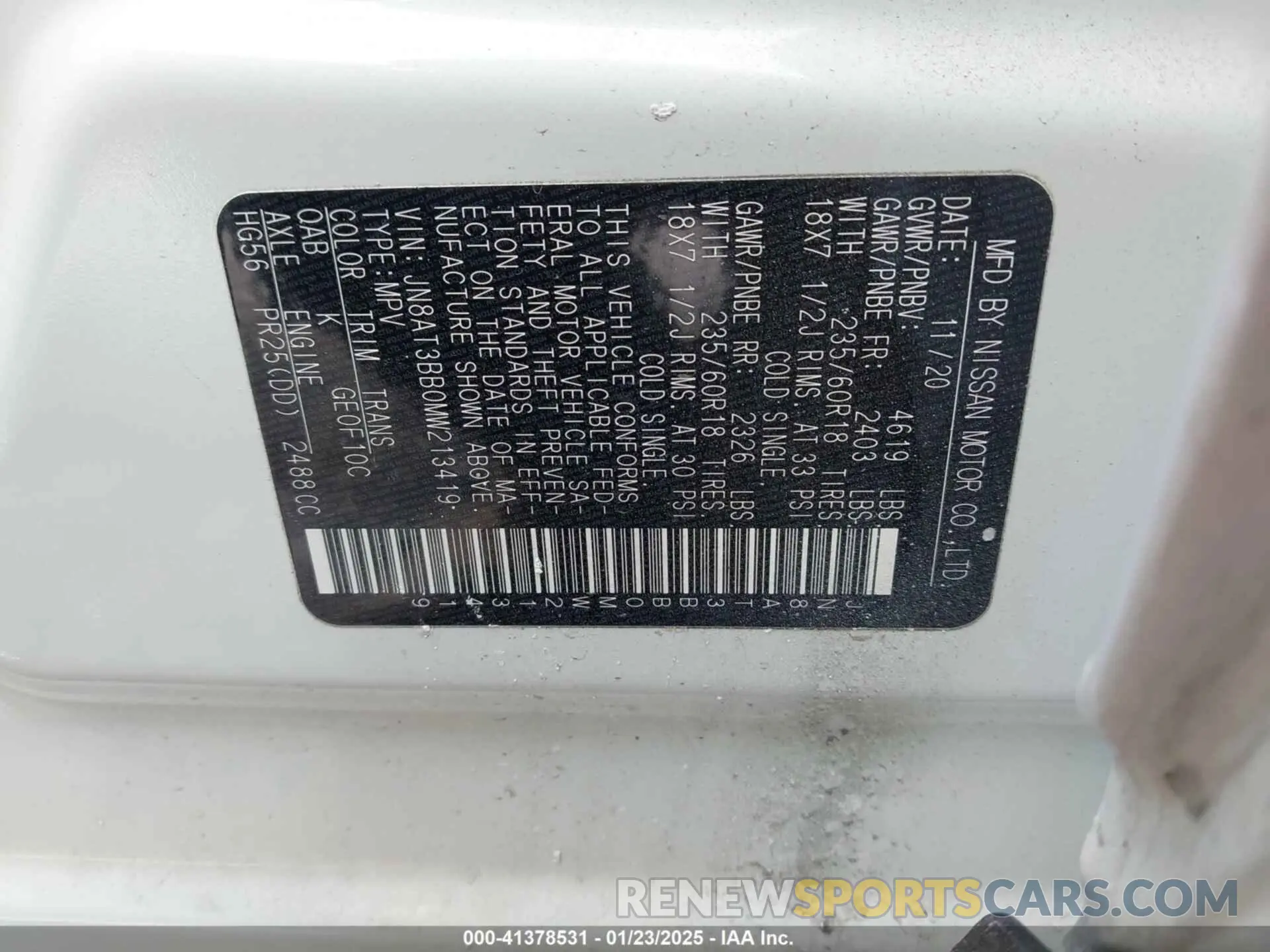 9 Photograph of a damaged car JN8AT3BB0MW213419 NISSAN ROGUE 2021