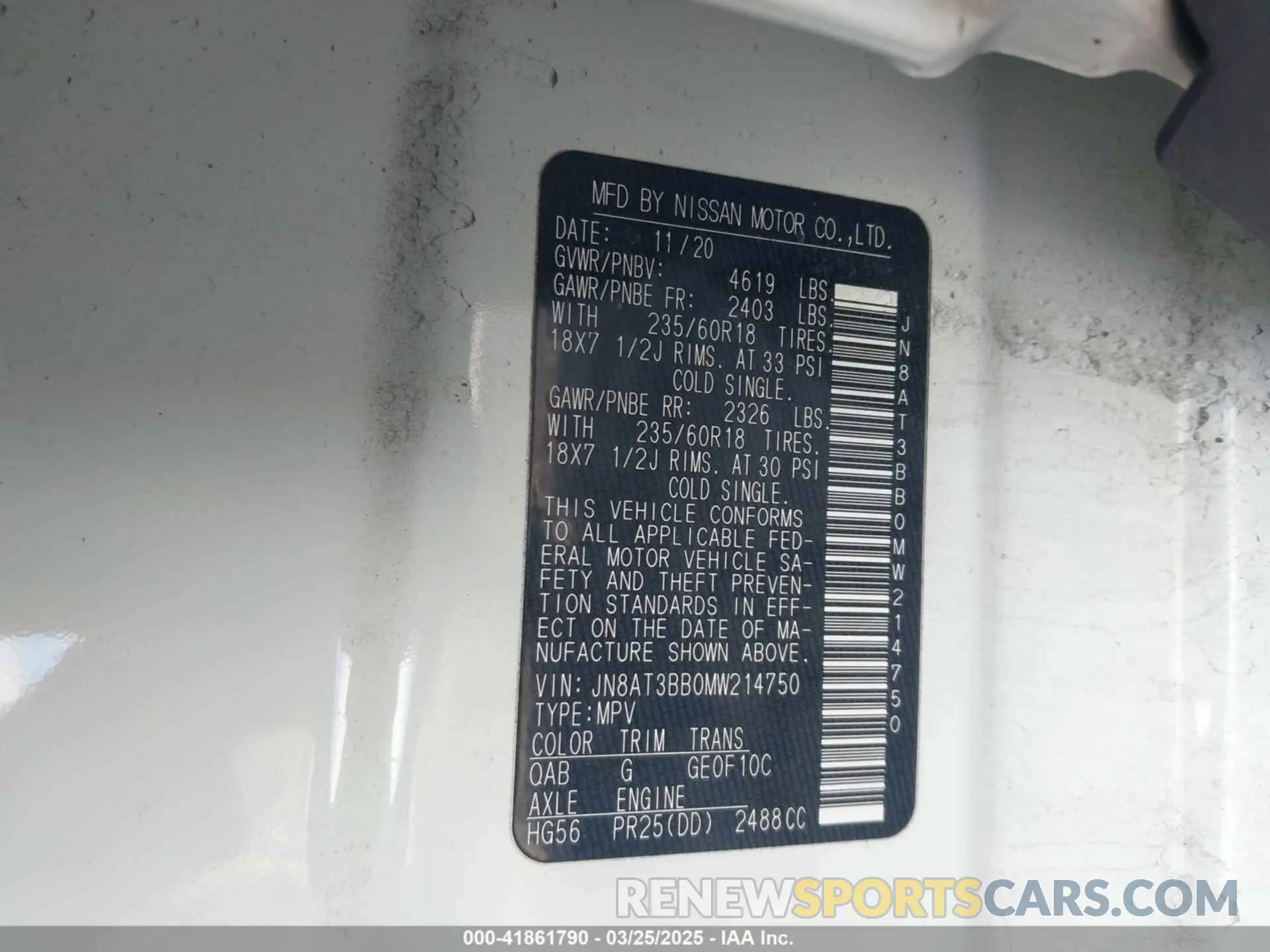9 Photograph of a damaged car JN8AT3BB0MW214750 NISSAN ROGUE 2021