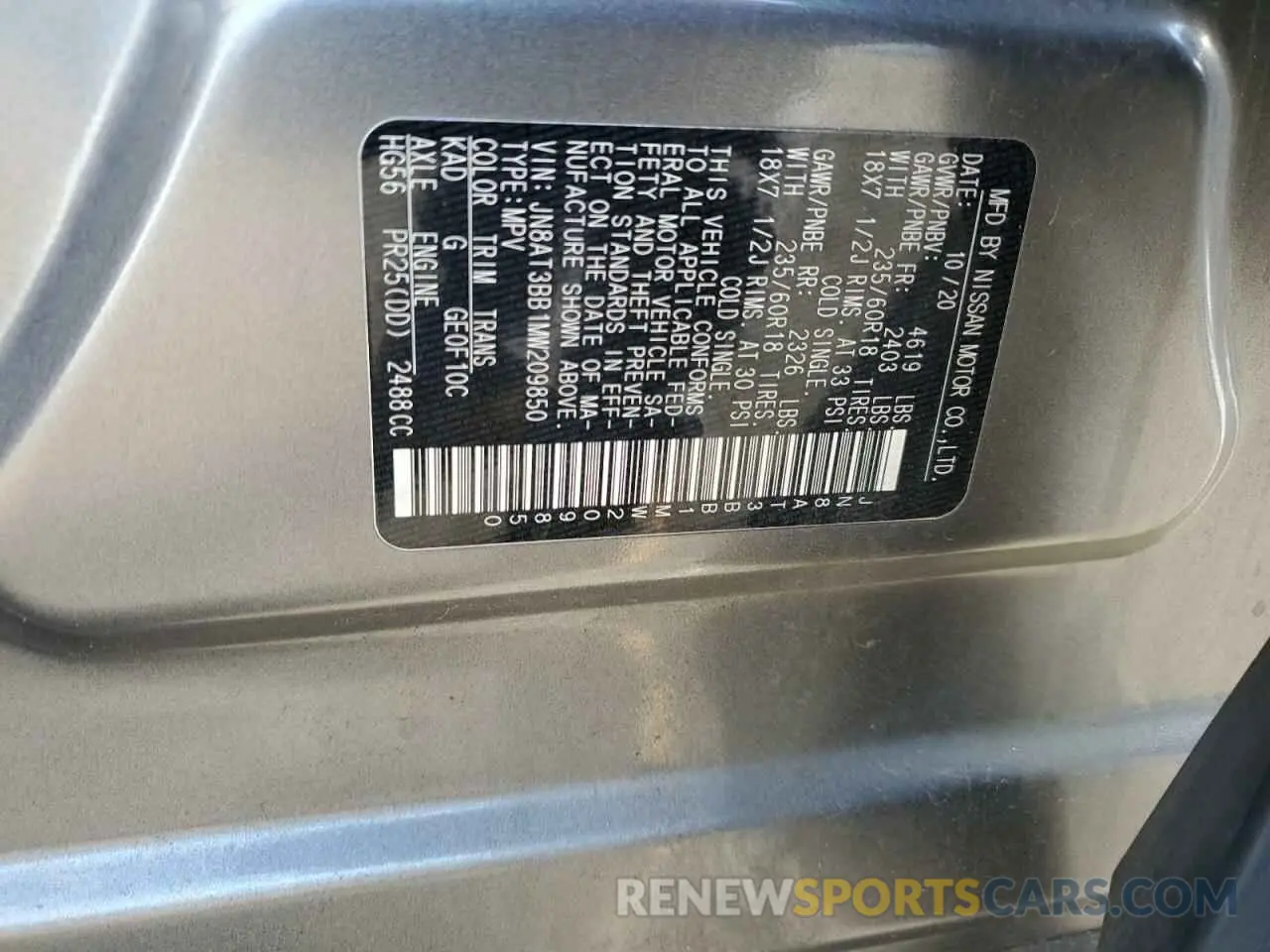 12 Photograph of a damaged car JN8AT3BB1MW209850 NISSAN ROGUE 2021