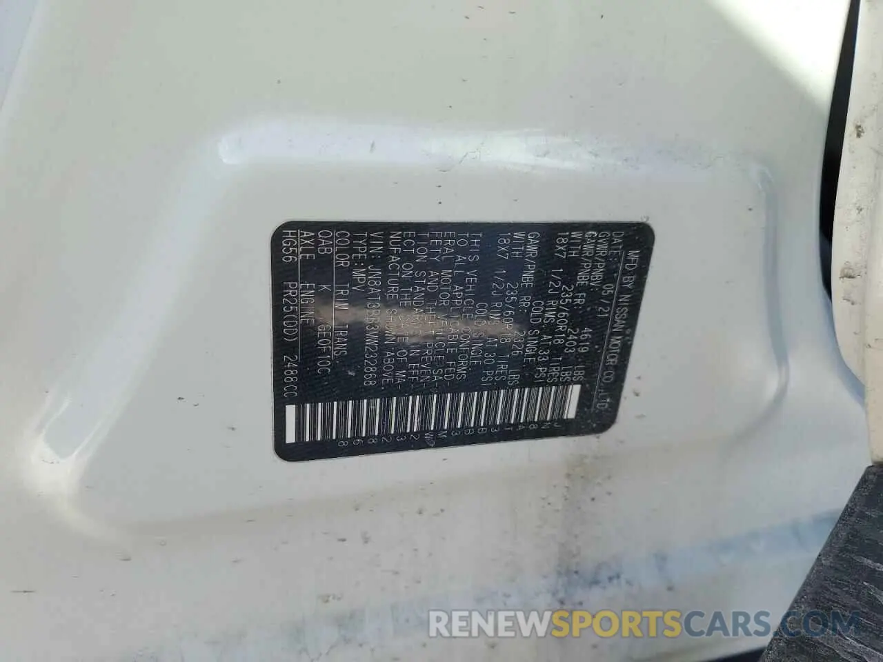 15 Photograph of a damaged car JN8AT3BB3MW232868 NISSAN ROGUE 2021
