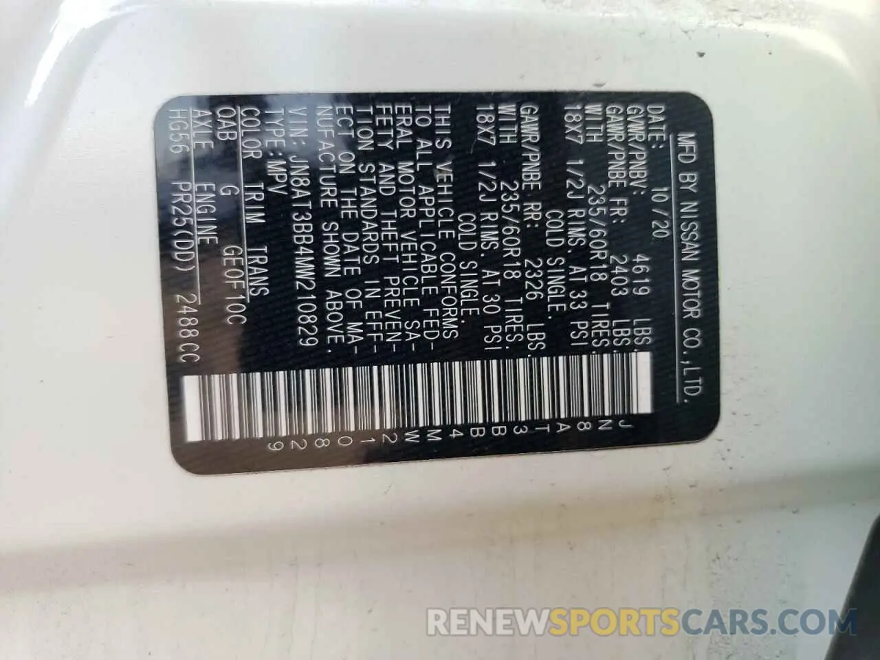 13 Photograph of a damaged car JN8AT3BB4MW210829 NISSAN ROGUE 2021