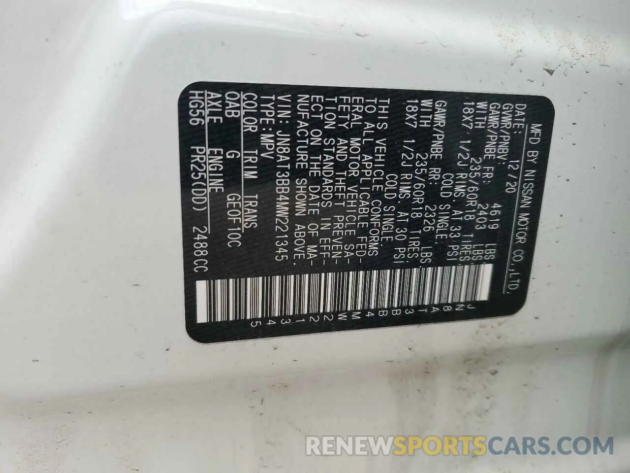 14 Photograph of a damaged car JN8AT3BB4MW221345 NISSAN ROGUE 2021