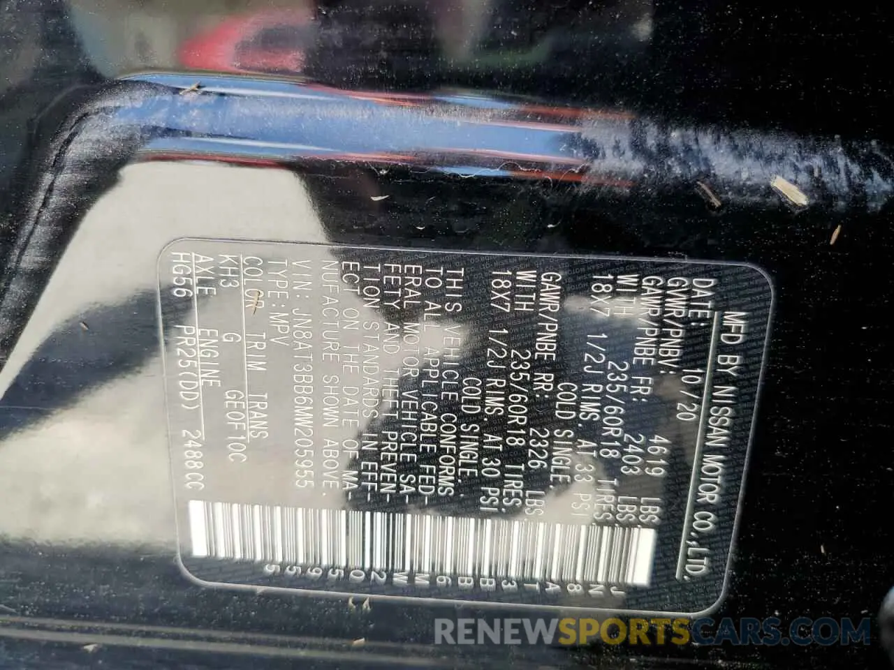 13 Photograph of a damaged car JN8AT3BB6MW205955 NISSAN ROGUE 2021