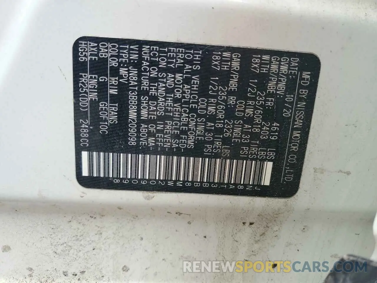 14 Photograph of a damaged car JN8AT3BB8MW209098 NISSAN ROGUE 2021
