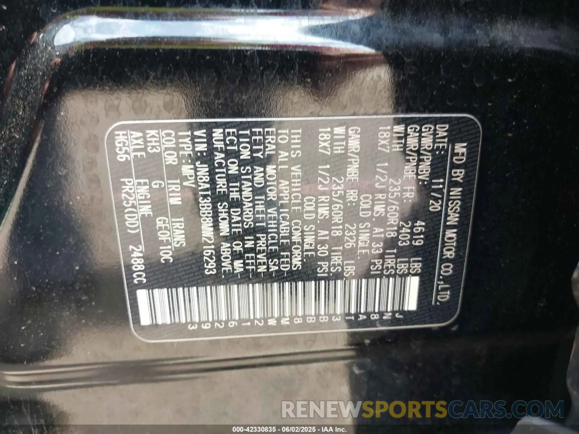 9 Photograph of a damaged car JN8AT3BB8MW216293 NISSAN ROGUE 2021