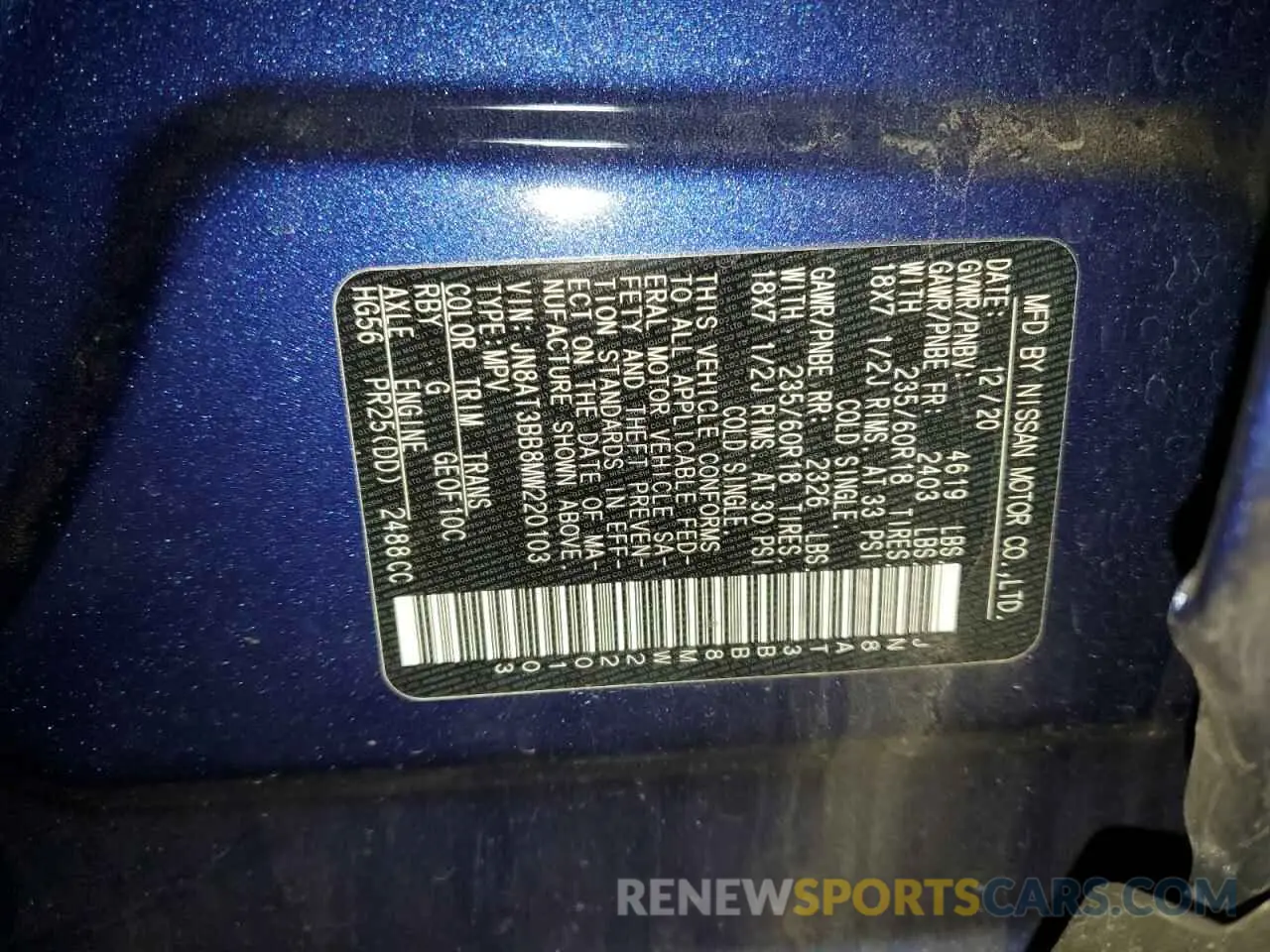 14 Photograph of a damaged car JN8AT3BB8MW220103 NISSAN ROGUE 2021