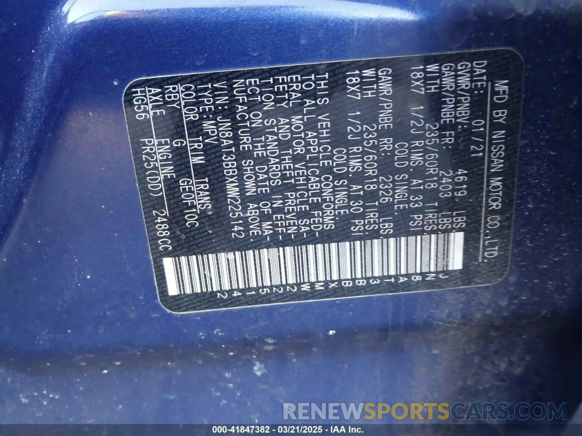 9 Photograph of a damaged car JN8AT3BBXMW225142 NISSAN ROGUE 2021