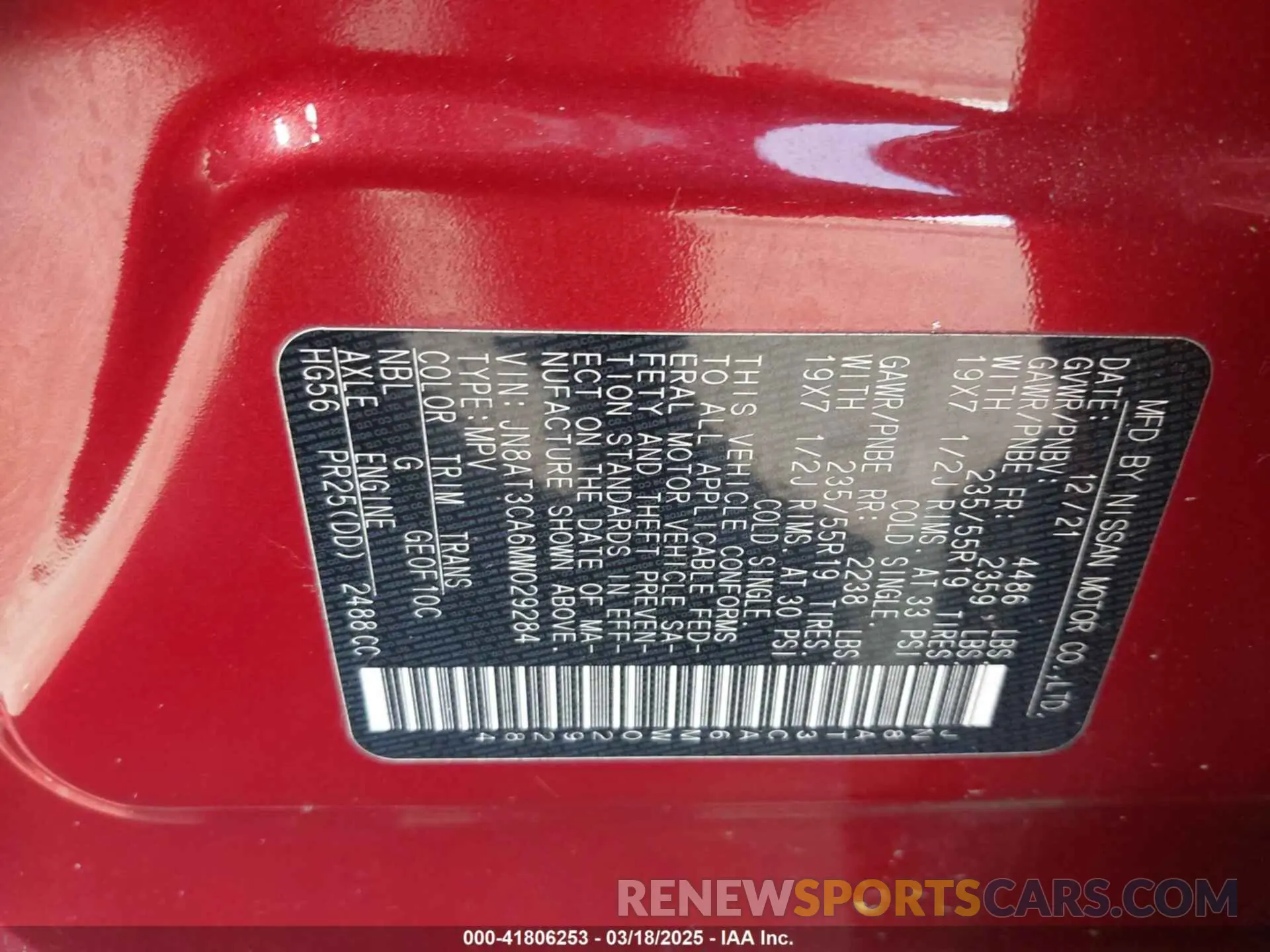 9 Photograph of a damaged car JN8AT3CA6MW029284 NISSAN ROGUE 2021