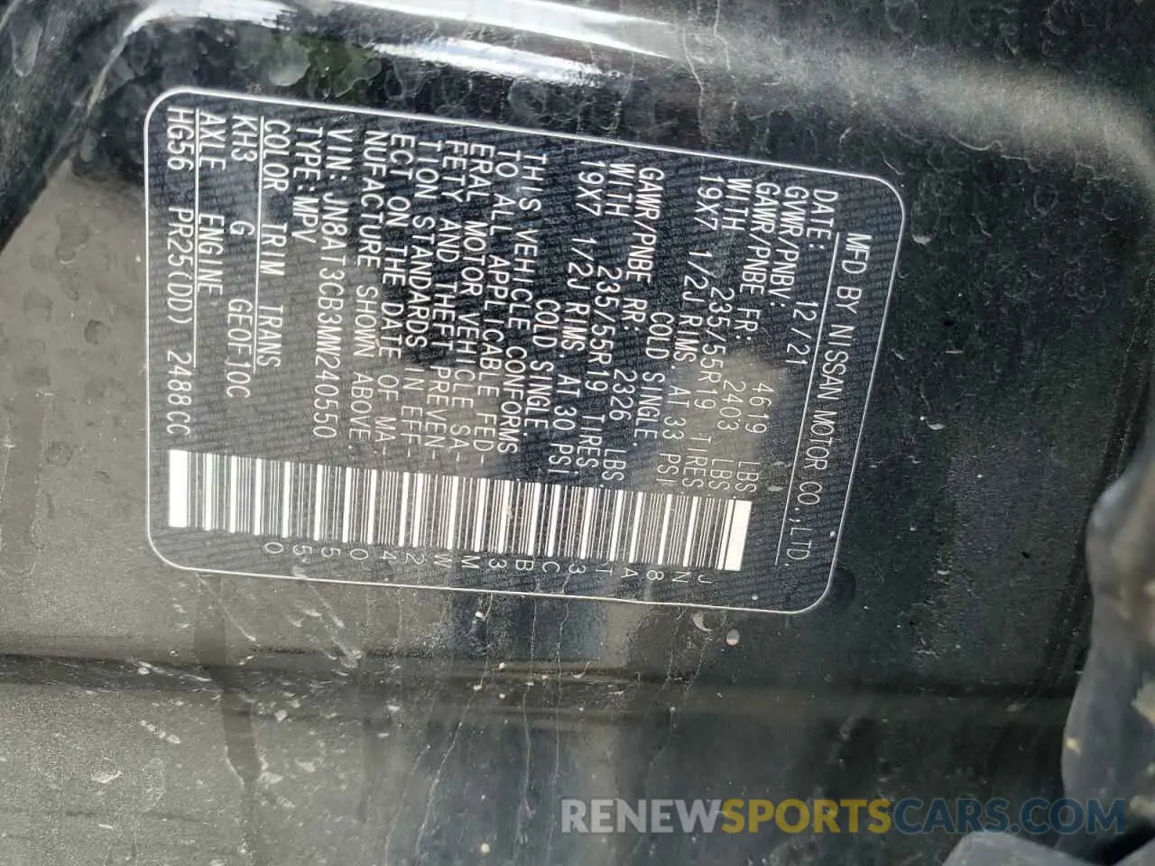 15 Photograph of a damaged car JN8AT3CB3MW240550 NISSAN ROGUE 2021