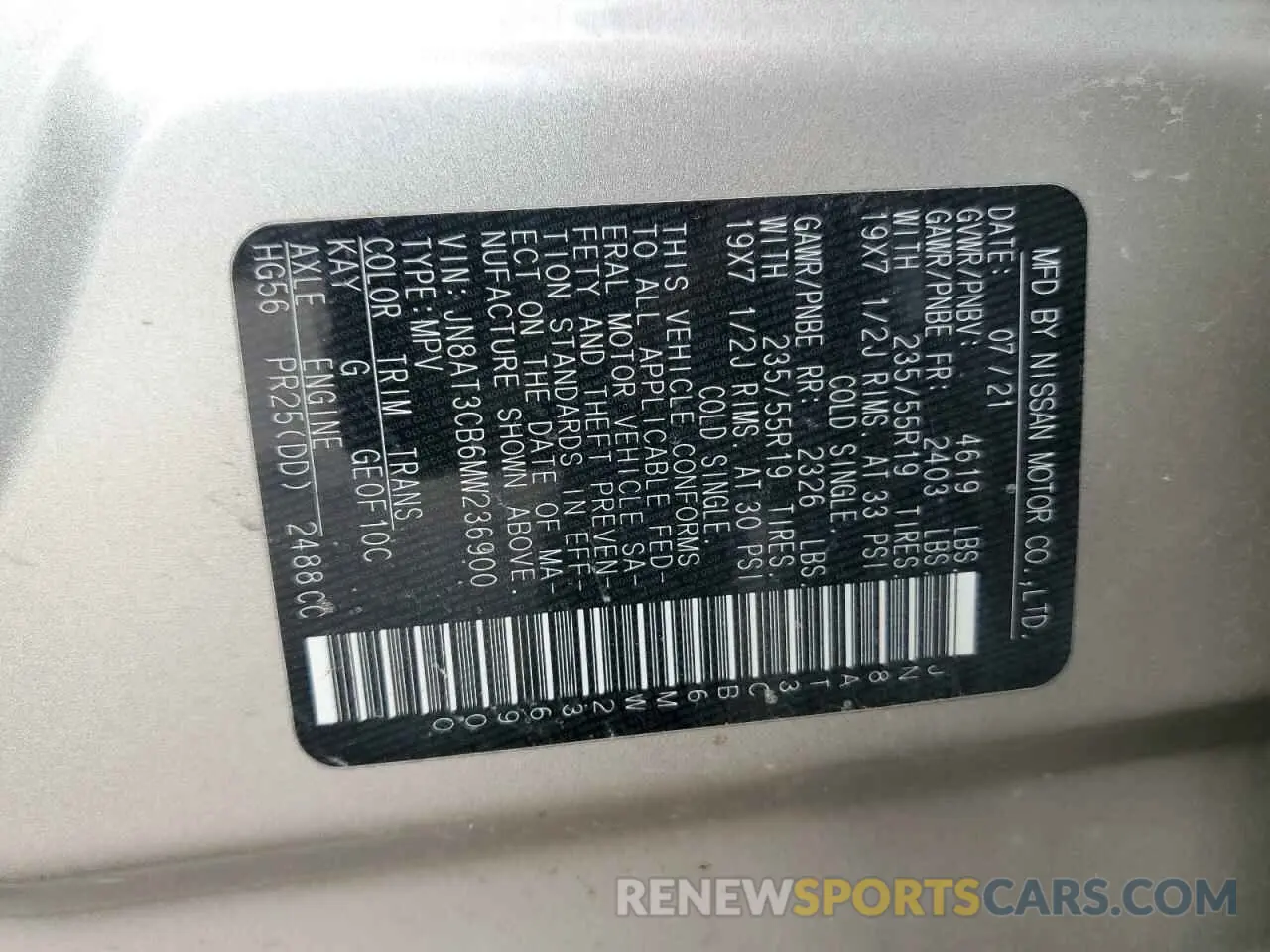 14 Photograph of a damaged car JN8AT3CB6MW236900 NISSAN ROGUE 2021