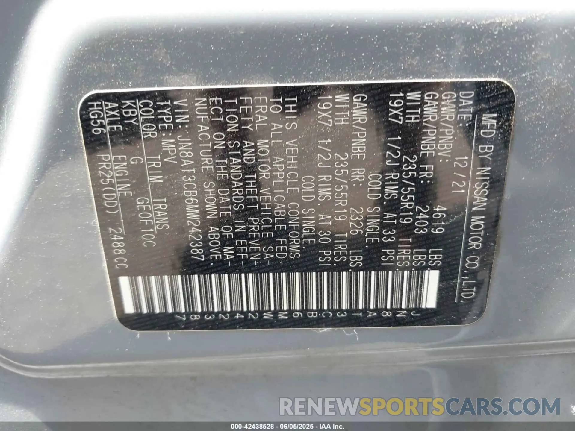 9 Photograph of a damaged car JN8AT3CB6MW242387 NISSAN ROGUE 2021