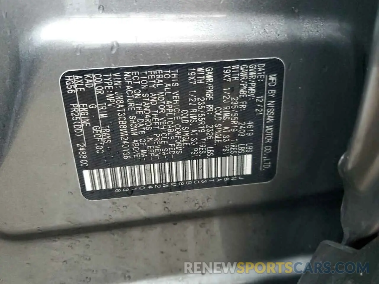 13 Photograph of a damaged car JN8AT3CB8MW240138 NISSAN ROGUE 2021