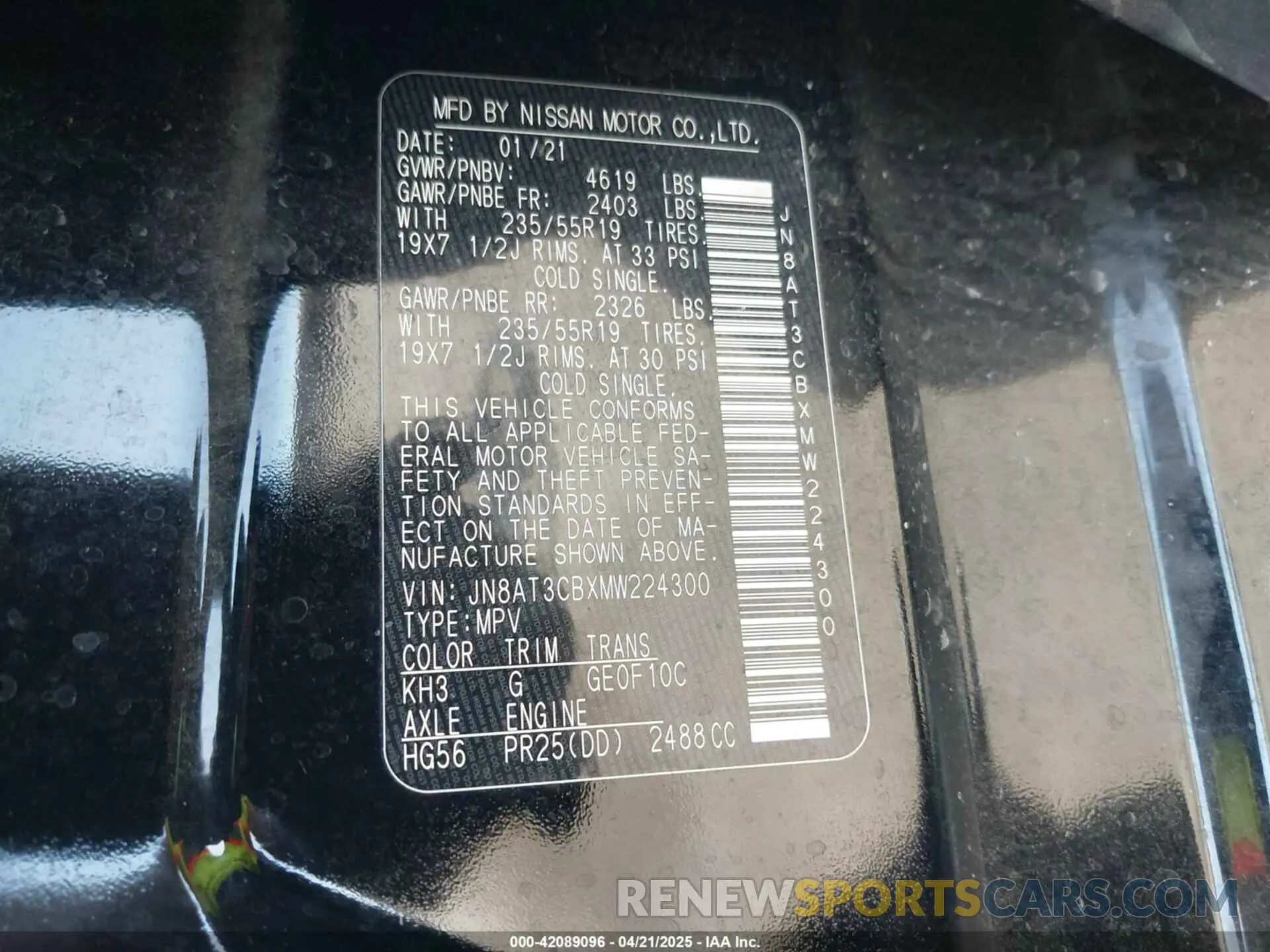 9 Photograph of a damaged car JN8AT3CBXMW224300 NISSAN ROGUE 2021