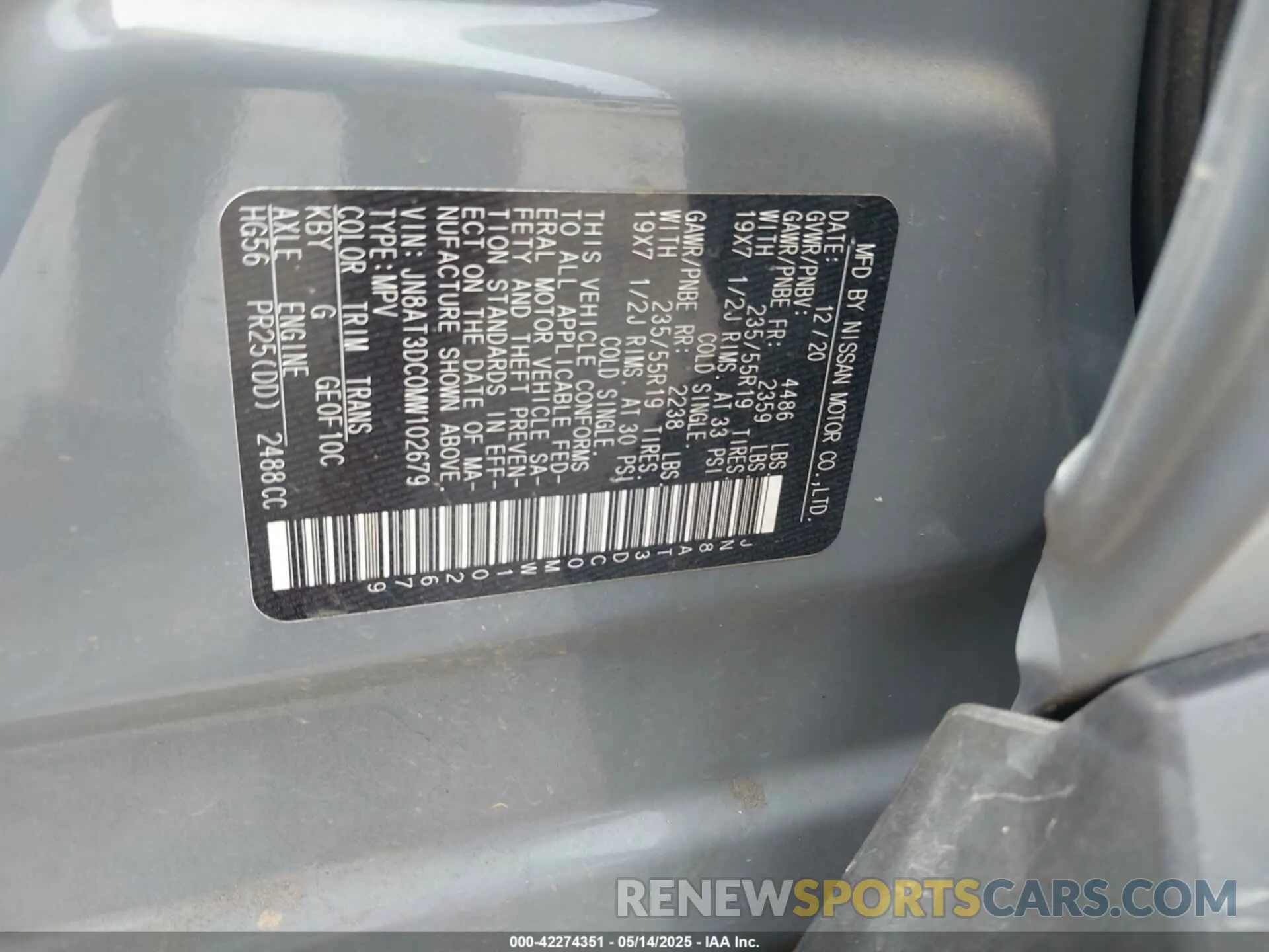 9 Photograph of a damaged car JN8AT3DC0MW102679 NISSAN ROGUE 2021