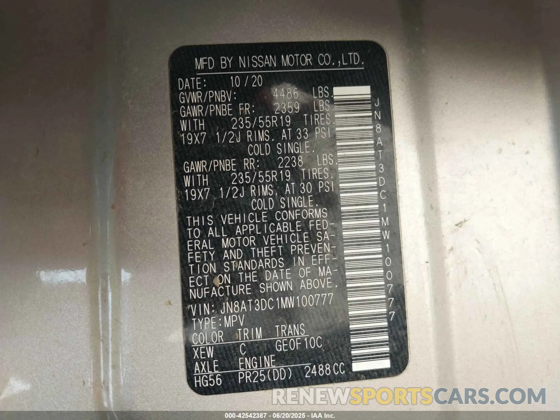 9 Photograph of a damaged car JN8AT3DC1MW100777 NISSAN ROGUE 2021