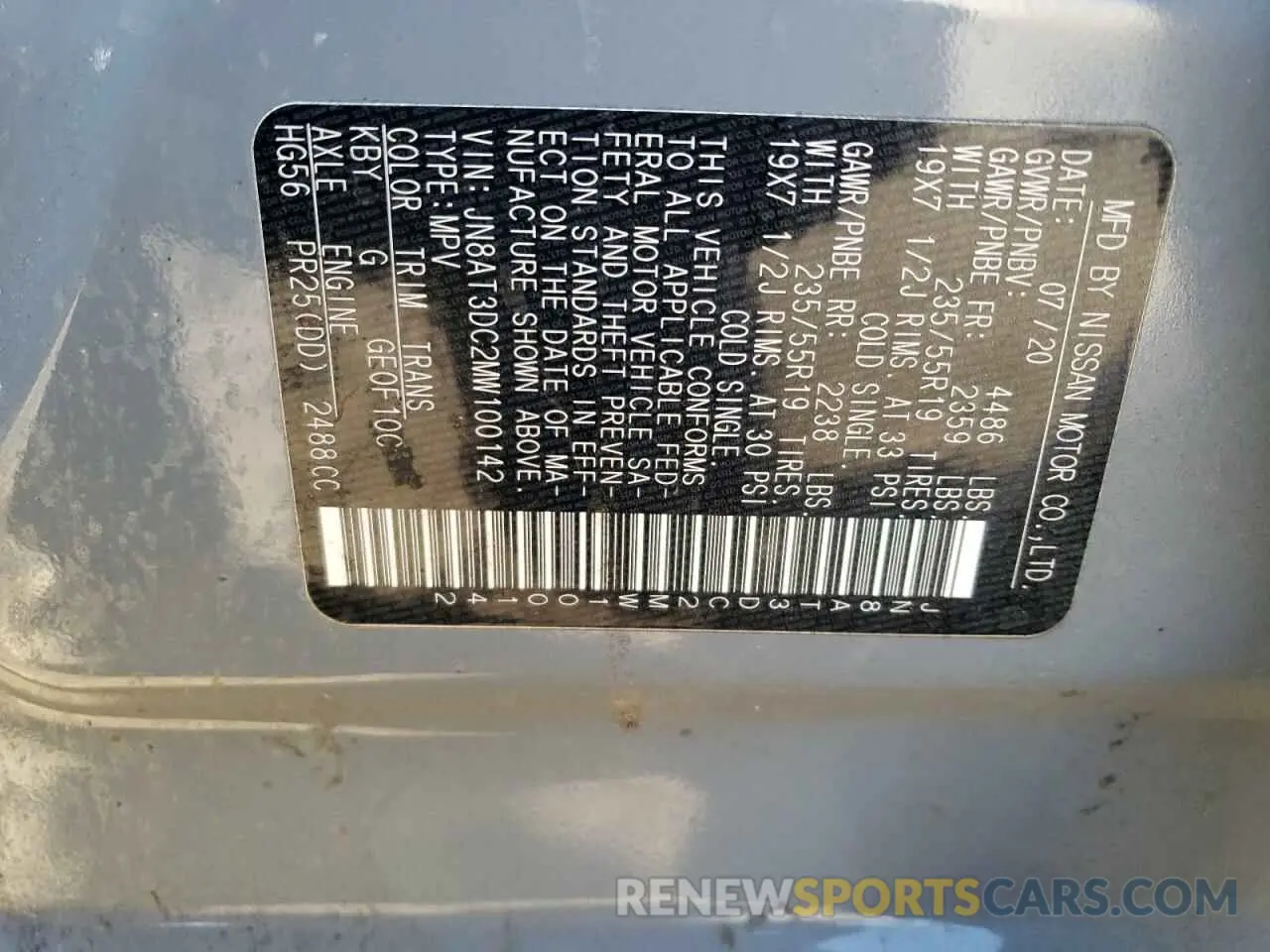 14 Photograph of a damaged car JN8AT3DC2MW100142 NISSAN ROGUE 2021
