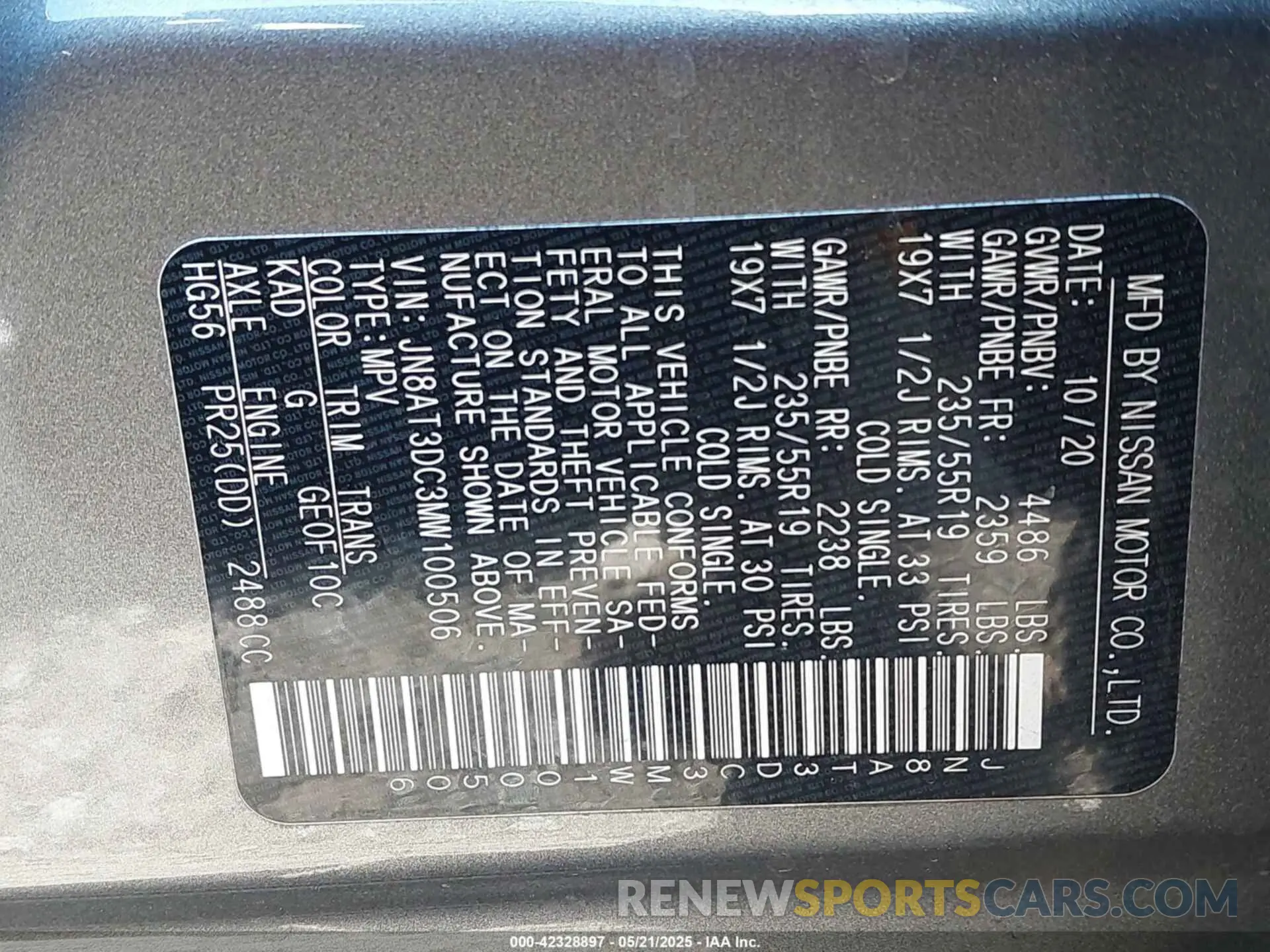 9 Photograph of a damaged car JN8AT3DC3MW100506 NISSAN ROGUE 2021