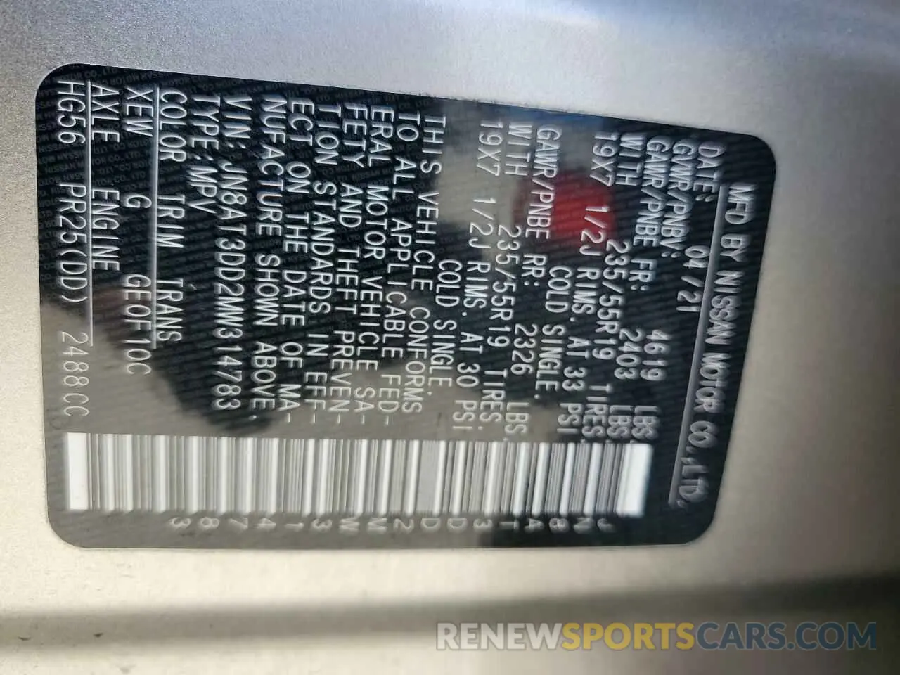 13 Photograph of a damaged car JN8AT3DD2MW314783 NISSAN ROGUE 2021