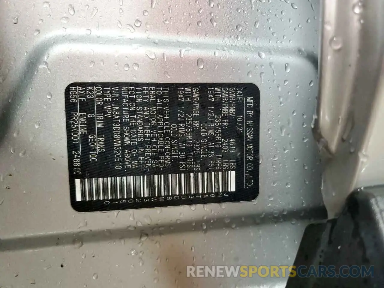 13 Photograph of a damaged car JN8AT3DD8MW320510 NISSAN ROGUE 2021