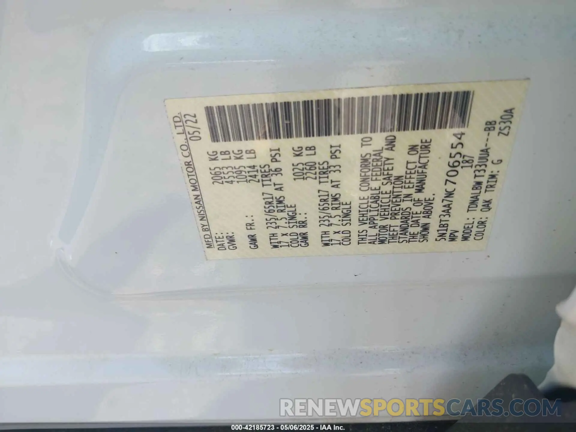 9 Photograph of a damaged car 5N1BT3AA7NC706554 NISSAN ROGUE 2022