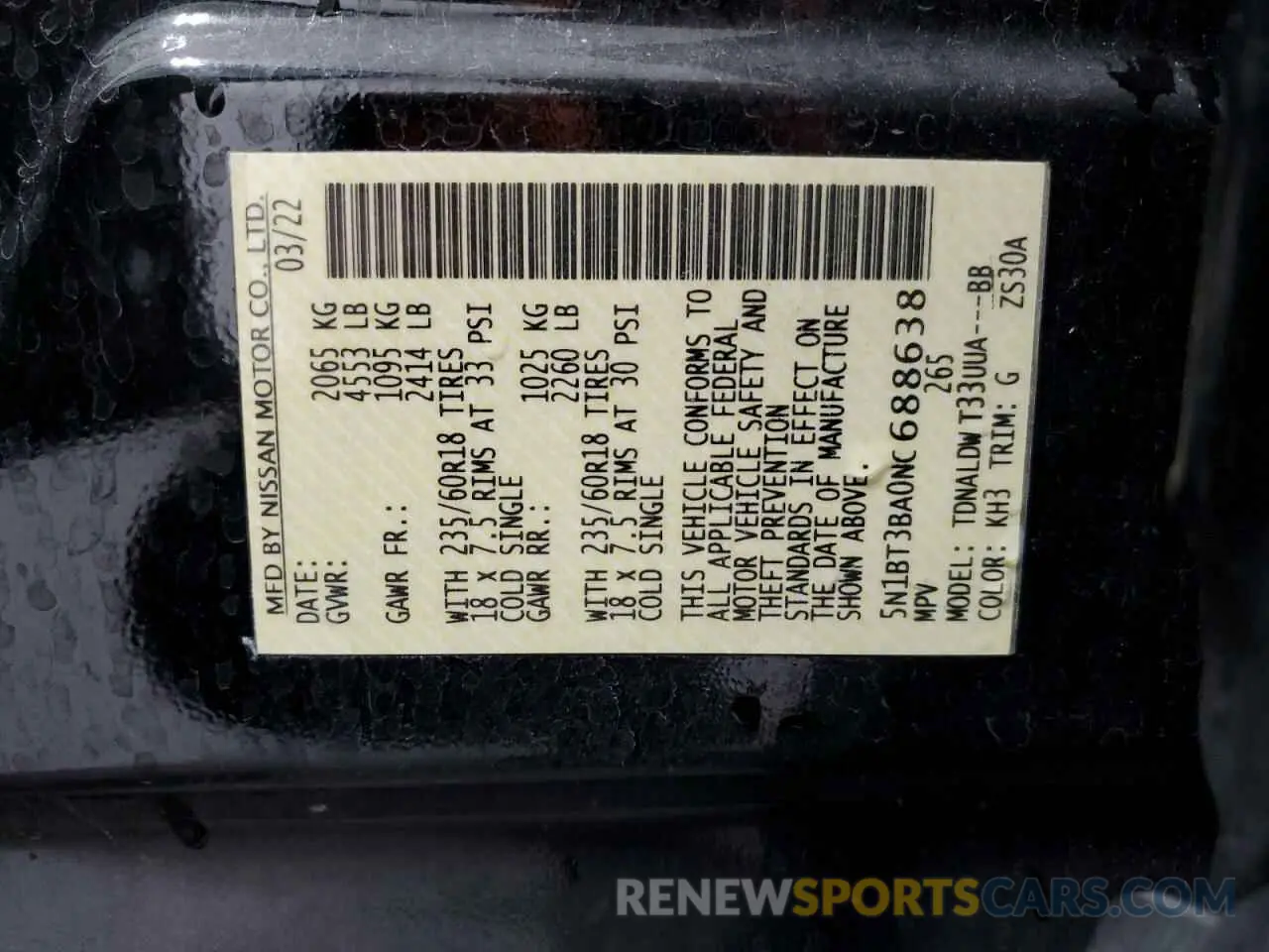 13 Photograph of a damaged car 5N1BT3BA0NC688638 NISSAN ROGUE 2022