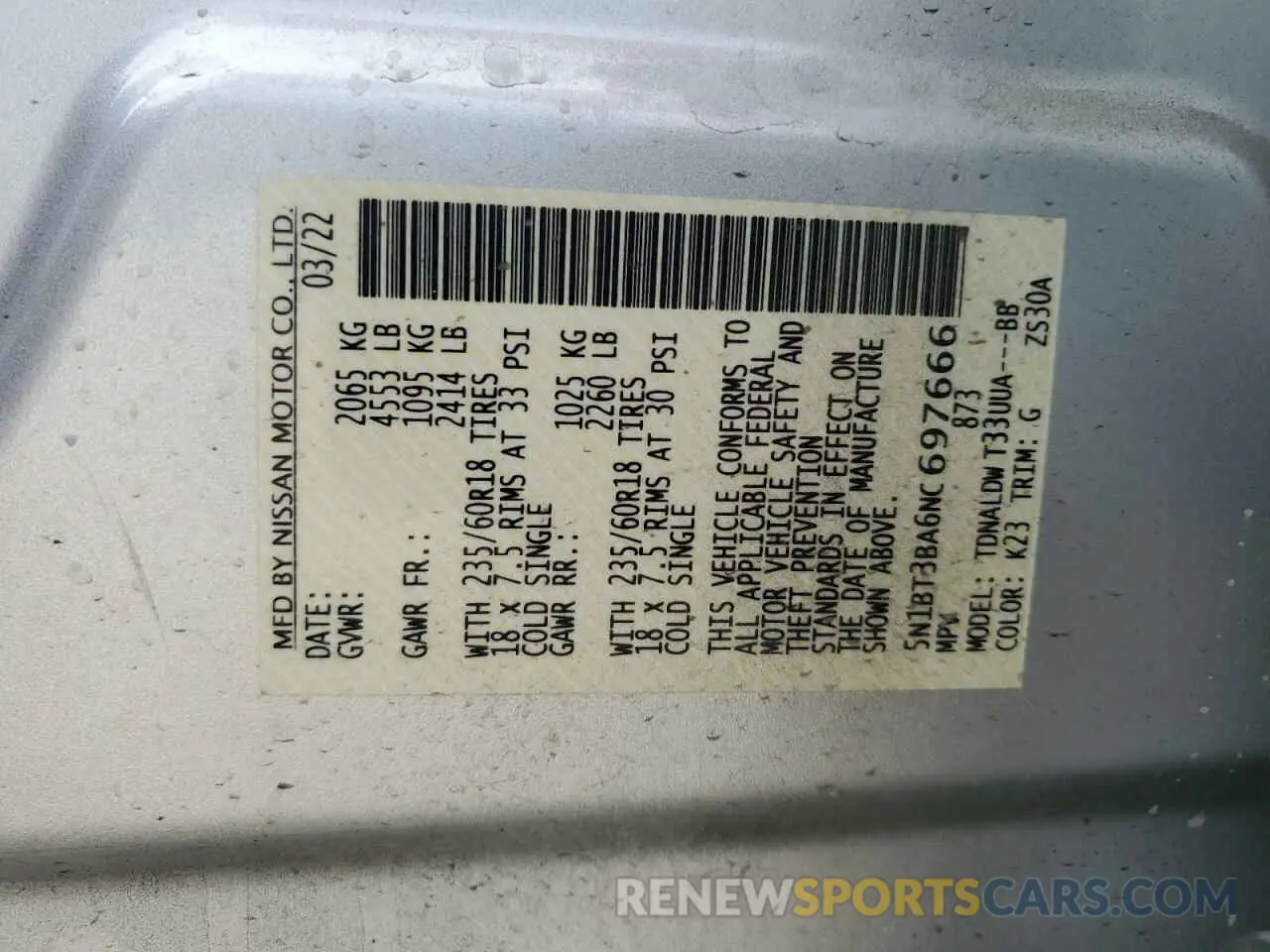 13 Photograph of a damaged car 5N1BT3BA6NC697666 NISSAN ROGUE 2022