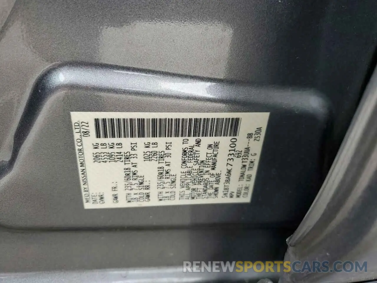 14 Photograph of a damaged car 5N1BT3BA6NC733100 NISSAN ROGUE 2022