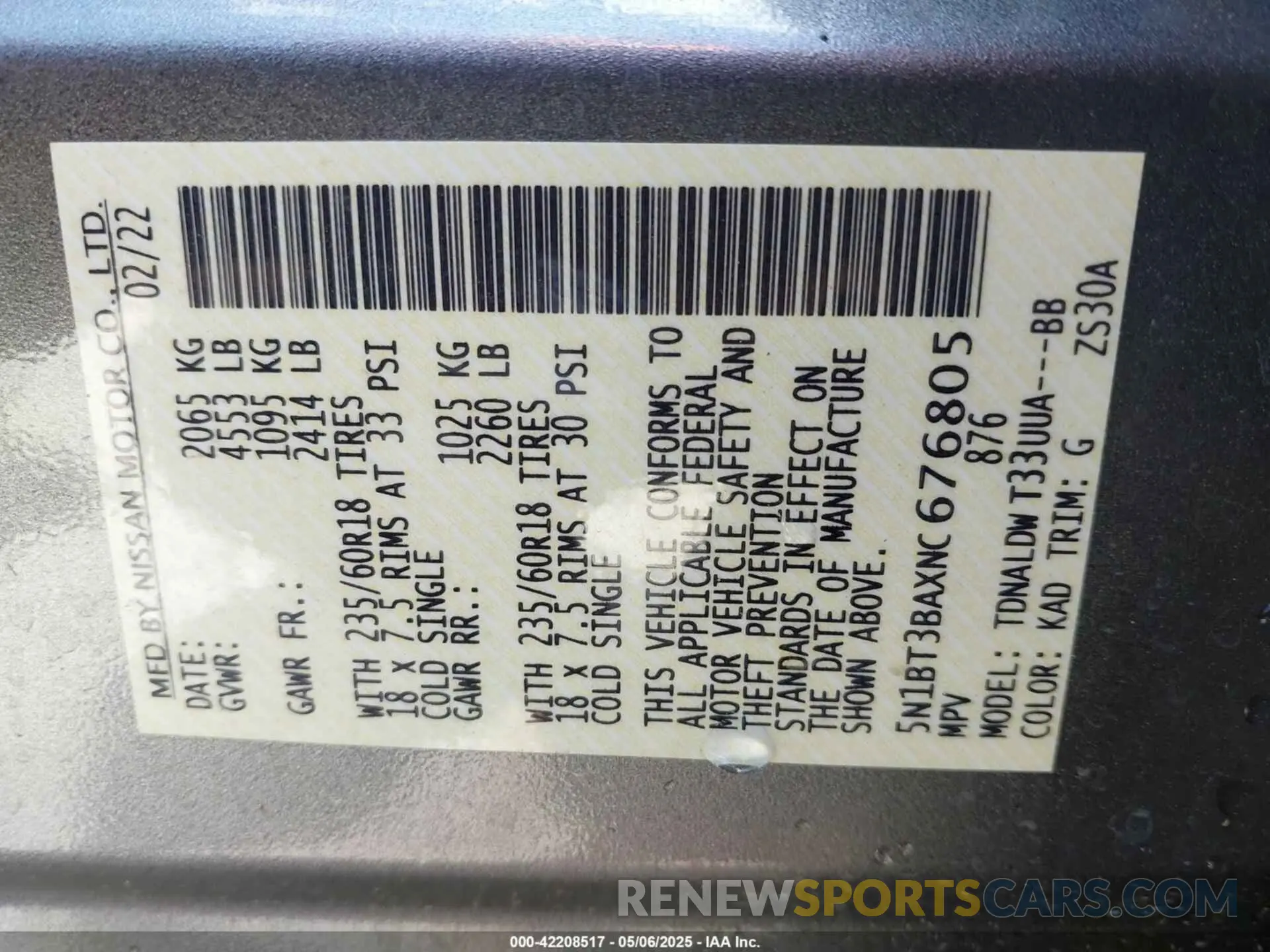 9 Photograph of a damaged car 5N1BT3BAXNC676805 NISSAN ROGUE 2022