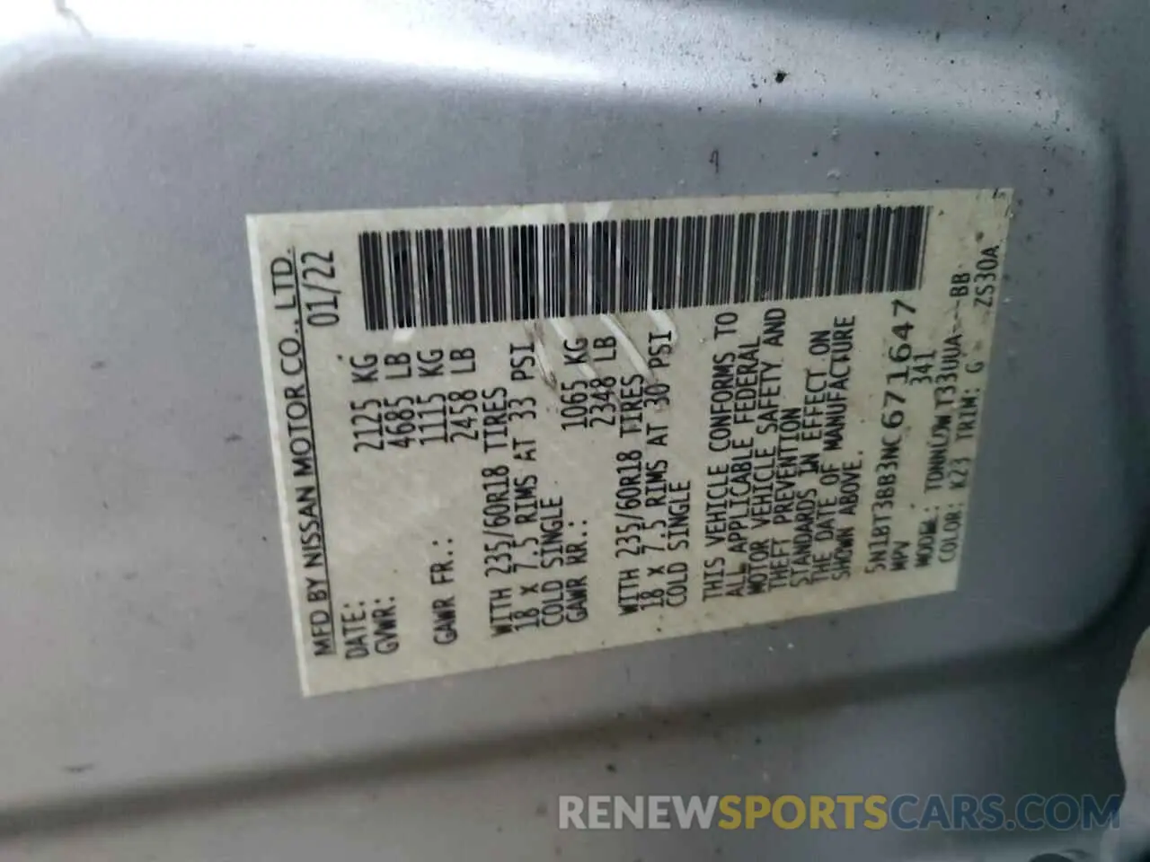 14 Photograph of a damaged car 5N1BT3BB3NC671647 NISSAN ROGUE 2022