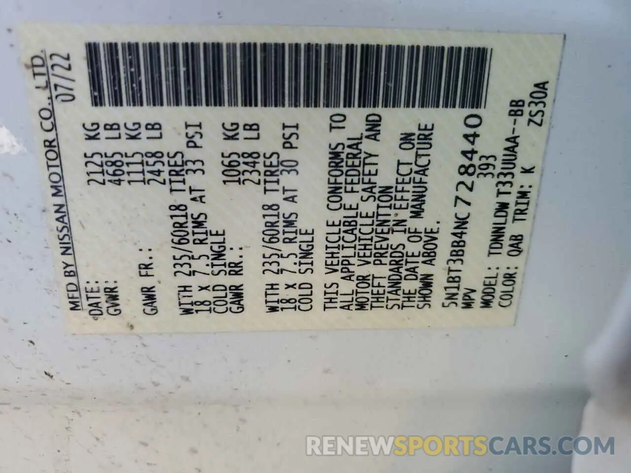 15 Photograph of a damaged car 5N1BT3BB4NC728440 NISSAN ROGUE 2022