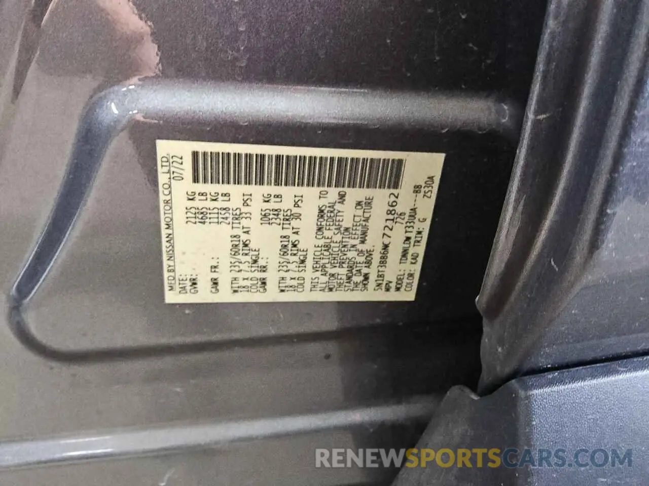 13 Photograph of a damaged car 5N1BT3BB6NC721862 NISSAN ROGUE 2022