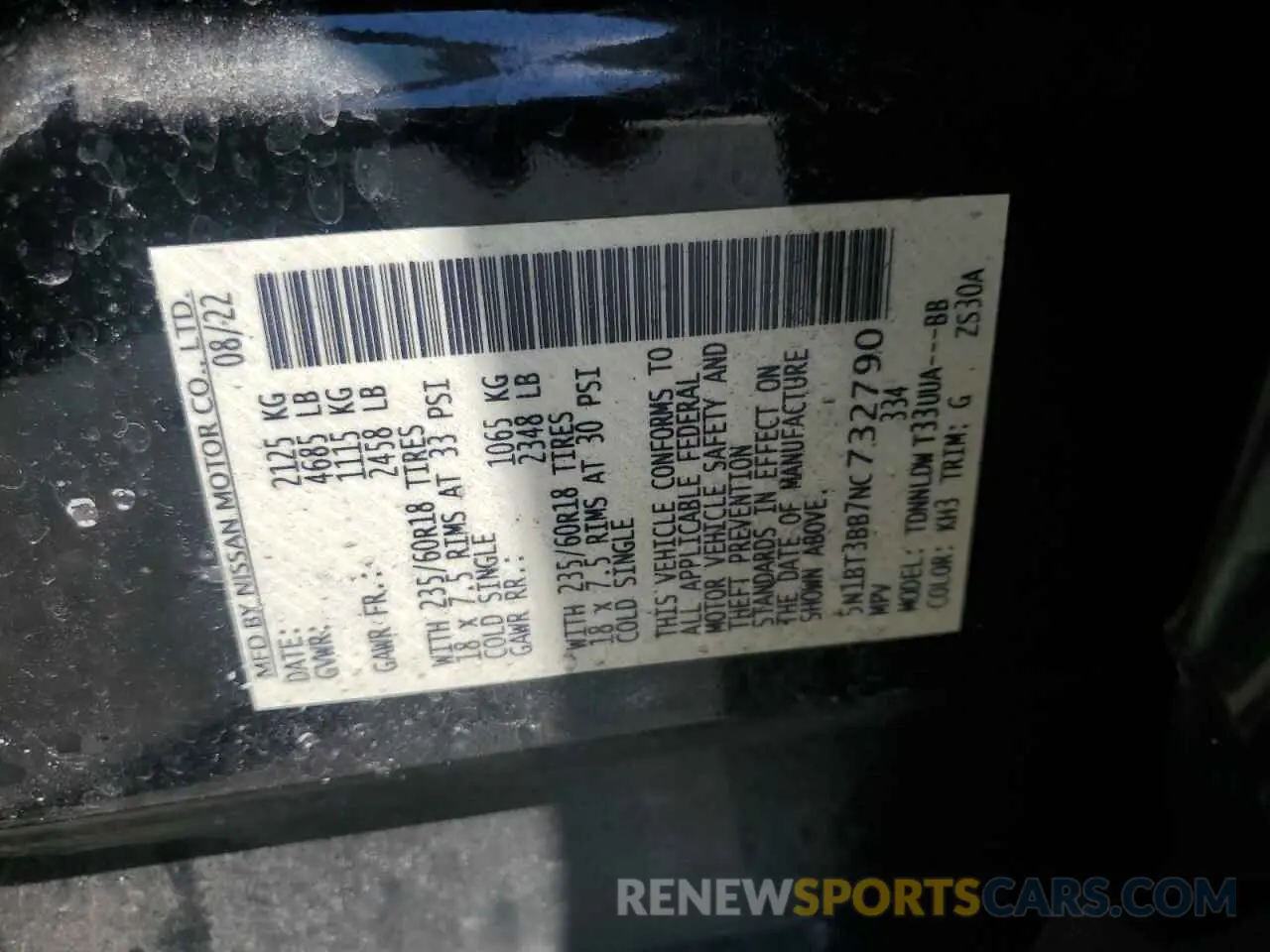 13 Photograph of a damaged car 5N1BT3BB7NC732790 NISSAN ROGUE 2022